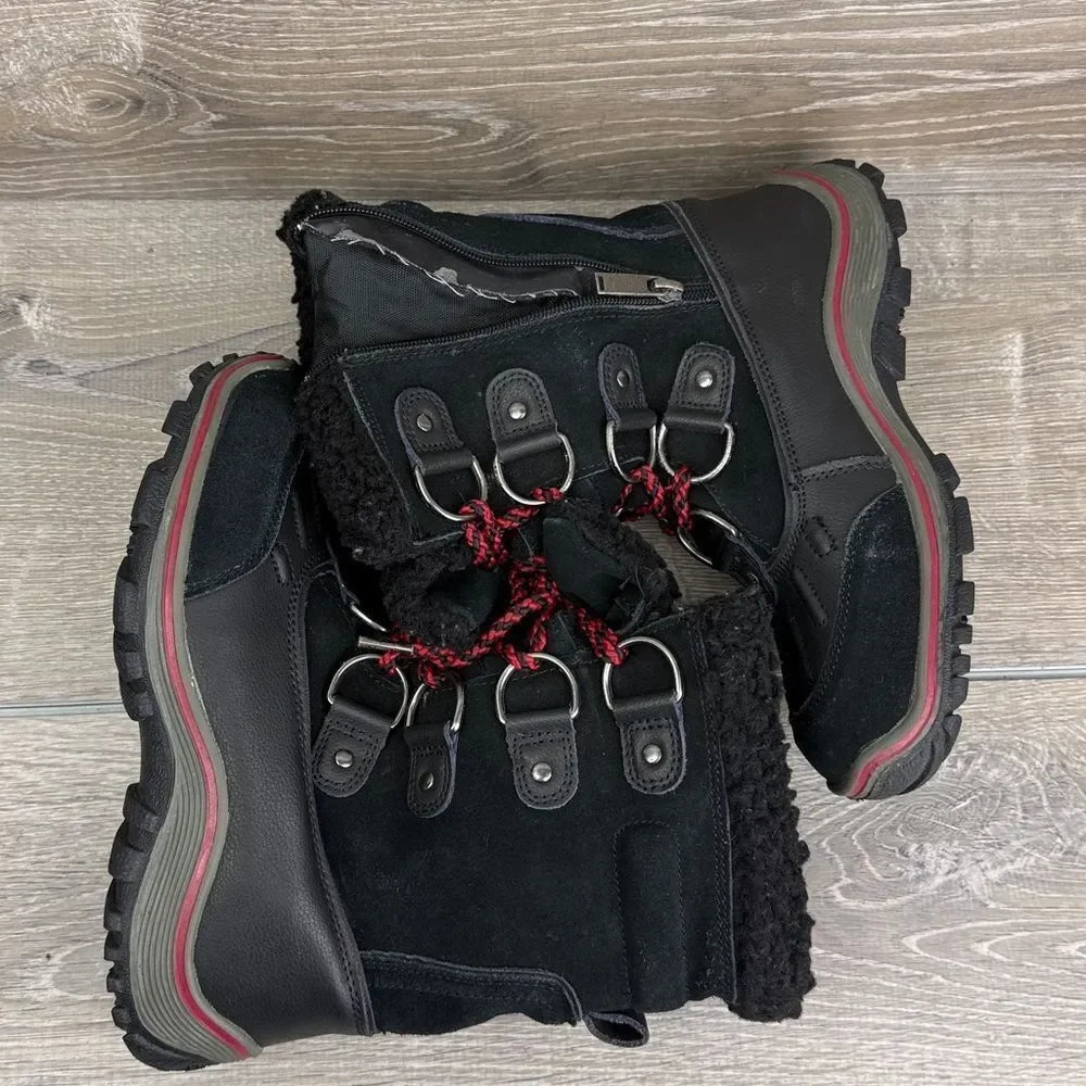 Pajar Alina Women’s Sz 7-7.5/EU 38 Black Red Warm Waterproof Snow Winter Boots